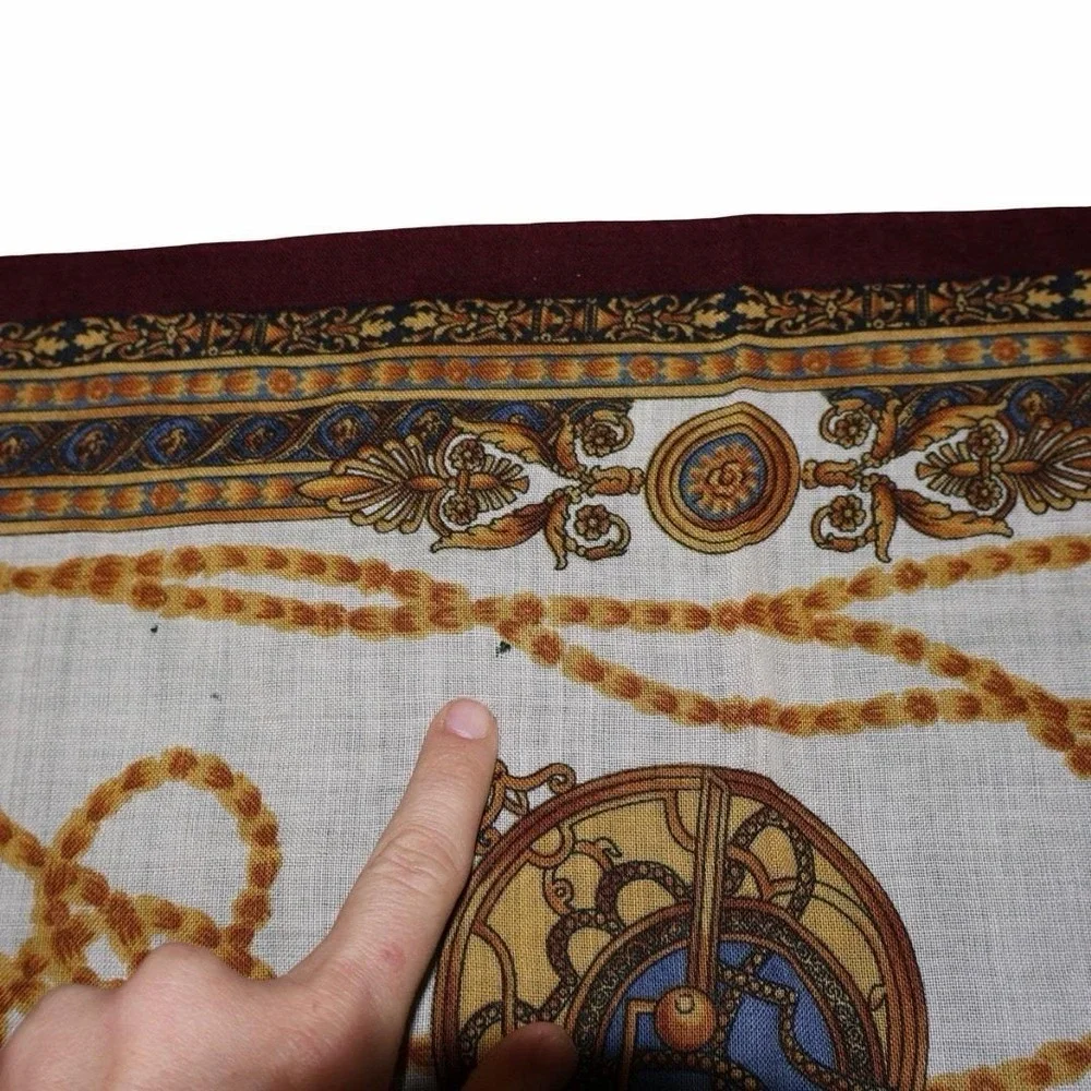 Vintage Italian Compass & Globe Square Scarf. Silk &‎ Wool 33.5